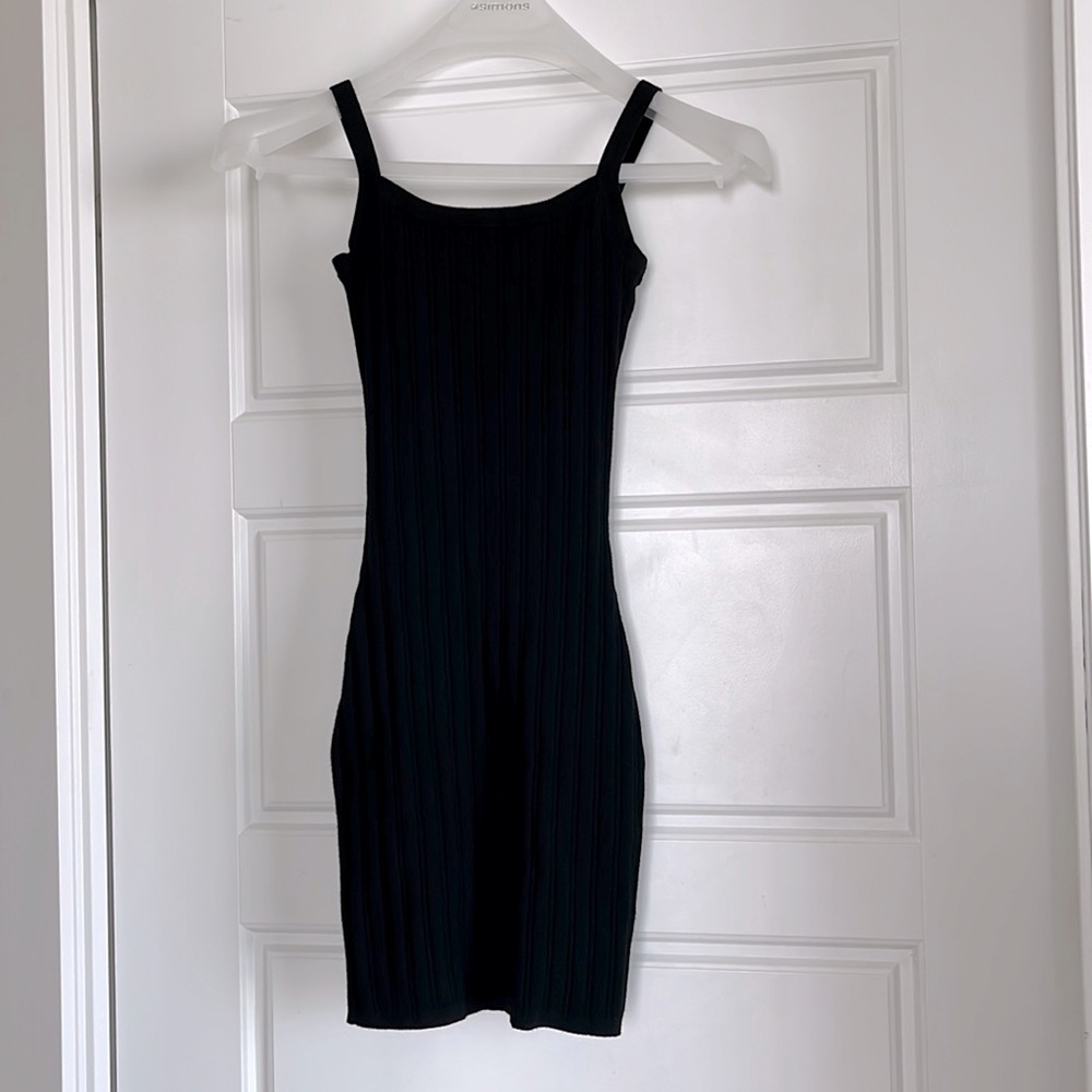 Aritzia - Sunday Best - knit ribbed black mini dress